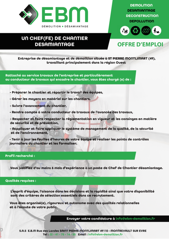 chef-fe chantier désamiantage